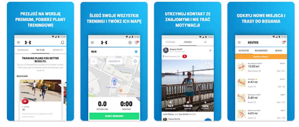 aplikacja do biegania map my run screeny