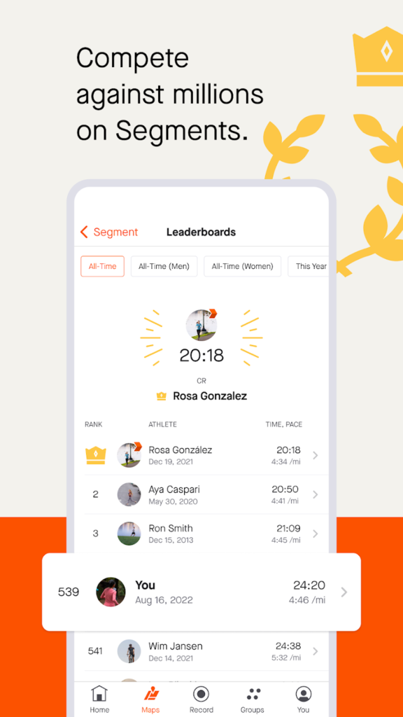 strava - ranking w segmentach